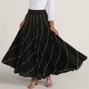 Soft Surroundings Black and White Modern Romance Ruffle Maxi Skirt Boho Style